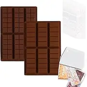 Yharnamite 2 Pcs Silicone Chocolate Moulds, Silicone Moulds, Non-Stick Mini Chocolate Bar Mould for DIY Chocolate Praline Sweets (B)
