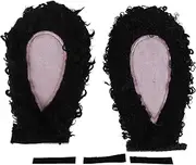 X AUTOHAUX Motorcycle Helmet Accessories Decoration Wool Curly Rabbit Ears for Motorcycle Bicycle Skiing Helmets Black Plush Sticker 1 Set