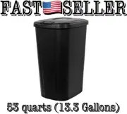 Hefty 13.3 Gallon Trash Can Plastic Touch Top Kitchen Trash Can Black - New!