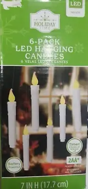 Holiday Time 6-Count Battery Operated LED Hanging Candle Lights, with Timer