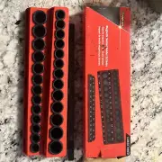Snap On 1/4 Drive Magnetic Socket Holder Rail Metric SAE Includes 9pc Bit Set-