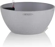 Lechuza Cubeto Color 30 All-in-One Bowl Shape Planter, Stone Grey