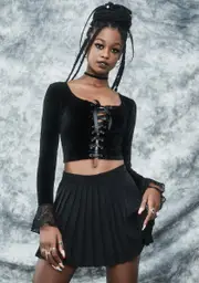 [dELiA*s by Dolls Kill] Charm Class Hero Velvet Crop Top
