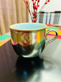 在飛比找Yahoo!奇摩拍賣優惠-【二手】日本進口雅土天目釉 青瓷雕刻 咖啡杯 馬克杯 厚重特