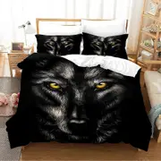 a2079 Bed Sheets Wolf Bedding Set Black White Duvet Cover For Adults Bedroom Luxury Comforter Set Aniaml Bed Set3-Piece Bedding Set (1 Duvet Cover