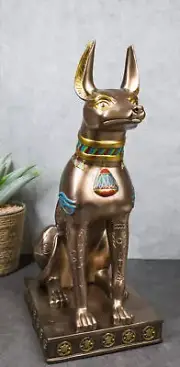 Large Egyptian Jackal Dog Anubis Statue 12.5"H God Of Mummification Afterlife