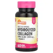 Sundance Vitamins, Hydrolyzed Collagen Type I & III + Vitamin C, 60 Coated Caplets