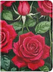 [Amooorous] Oil Painting with Red Roses Leather decorative Passport Holder Cover Wallet Combo Passport Cover with RFID Blocking Lightweight, Oil painting with red roses, 1 size