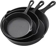 5-star chef Non Stick Frying Pan Cast Iron Steak Skillet BBQ Oven Cookware 3PCS