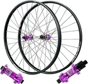 ZECHAO Mountain Bike Wheels,Thru-Axle End Cap Mid Lock Disc Brake 28H Hub Aluminum Alloy Front 2 Rear 4 Bearings Wheelset for 1.5-2.8in Tires Wheelset(Purple -MS,27.5inch)