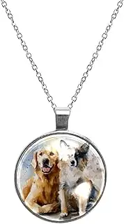 [Diusye] Necklaces for Women, Watercolor Labrador Berger Allemand Print Stainless Steel Pendant Necklace Jewelry Birthday Anniversary Wife Girls Friends Gift