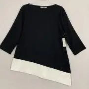 New Chico's Travelers Colorblock Textured Knit Asymmetric Hem Tunic size 12/14
