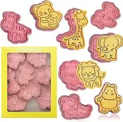 Heatunk 8-Piece 3D Animal Cookie Cutter and Plunger Stamper Set – Embossing Biscuit, Fondant, and Cheese Baking Tools (Animals Cookie)