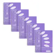 5pc Colourhide 5 Subject A4 Spiral Notebook Writing Stationery 250-Page Lavender