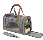 LDLC Dog Cat Pet Travel Carrier Handbag Bag Airline Medium Portable - Light Grey