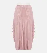 [Stella McCartney] Stella McCartney Leather-trimmed plissé maxi skirt AU 2 white