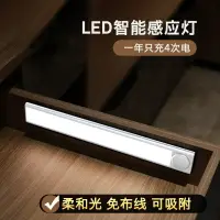 在飛比找樂天市場購物網優惠-LED微波感應燈 單色智能自動無線小夜燈長條充電廚房衣柜櫥柜