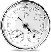 Barometer,Barometers for The Home,Barometer Thermometer Hygrometer 3 in 1,Multifunctional Traditional Analog Weather Station,Wall Mounted Weather Barometer,Indoor and Outdoor Use(Silver)
