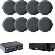 PT390AU USB SD Home Receiver, Black 6.5" In-Ceiling Speakers w/Speaker Selector