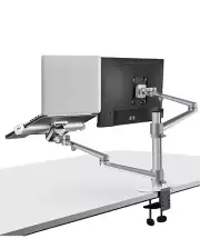 Viozon Monitor and Laptop Mount 2-in-1 Dual Arm Adj. Desk Mount (SILVER OL-3L)