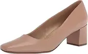Naturalizer Women Karina Low Block Heel Square Toe Pump, Gingersnap Brown Leather, 8.5 Wide