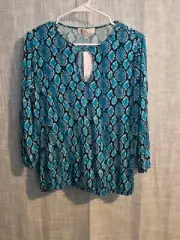 Women's Michael Kors Top Size S Blue Snake Print