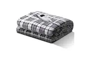 Grey Bedding Heated Electric Throw Rug Washable Flannel Snuggle Winter Blanket