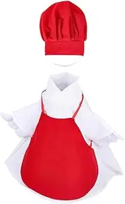 CREATCABIN Goose Chef Outfit Porch Goose Costume FireBrick White Polyester Soft Clothes Hat 15.5 x 19 Inch Chefs Yard Lawn Clothing Set Accessories for Outdoor Spring Garden Art Craft DIY Decoration