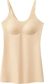 [Angelhood] Maternity Nursing Tank Tops for Breastfeeding, Women's Seamless Nursing Maternity Cami Built in Bra