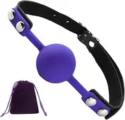 1 pcs Bondage Ball Gag with Lock Leather Adjustable Silicone Ball Restraints Gag Bondage for womnen men Fetish Restraints Play