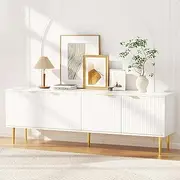 Artiss TV Unit Cabinet Entertainment Units, 180cm Length Stand Table Cabinets Storage Shelf Organiser Cupboard Home Living Room Bedroom Furniture, with 4-Door Cabinet White