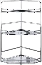 Stainless Steel Corner Kitchen Shelf, 3 Floor Floor Layers with Silver Shower Support, Rack Storage