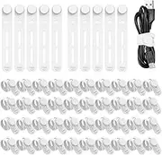 50Pcs Silicone Cable Ties, Adjustable Cord Ties for Wire Management, Reusable Cable Management Organizer, Cord Organizer Cable Straps for Bundling Fastening Earphone Phone Charger (White)