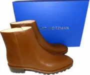 $575 Stuart Weitzman Boots Maelie Ankle Booties Coffe Leather Shoes Sz 8