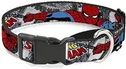 Dog Collar Martingale The Amazing Spider Man Stacked Comic Books Action Poses 15 to 26 Inches 1.0 Inch Wide