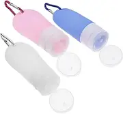 Gatuida Travel Bottle Set 7pcs Silicone Squeeze Bottles Empty Shampoo Lotion Toiletry Containers Portable Refillable PVC Bag Keychains