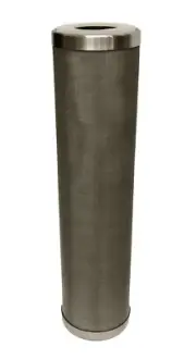Hydro-Genics® Stainless Steel Cleanable Filter, 10" length, 2.5"OD, 50 micron