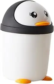 Gatuida Penguin Waste Bin with Swing Lid for Cute Plastic Trash Can for Bathroom Bedroom Office Car Kitchen Stable Base User Friendly Design Ample Storage for Boys
