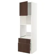 METOD / MAXIMERA high cab f oven/micro w dr/2 drwrs, white/Sinarp brown, 60x60x220 cm