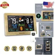 Stylish Indoor Outdoor Thermometer with Adjustable Backlight & Remote Sensors