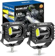 WOWLED 2pcs 2.8 Inch Cube LED Spotlight, Dual Color 4 Mode White/Amber Off Road Driving Lights Spotlight Fog Lamps 8D LED Work Light For 4X4 4WD Truck Car SUV UTV Boat Motorcycle 12V 24V