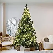 Sherwood Warm Glow LED Light Prelit Christmas Tree 2.4m Green Faux Pine Xmas Trees, 1448 Tips, Easy Assembly, Durable & Sturdy, Includes Stand, Jolly Decorations Decor Home Gift