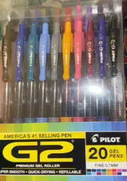 Pilot G2 Premium 20 Gel Ink Pens, Fine Point O.7mm, Assorted Colors NEW