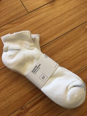 NWT Gap Quarter Crew Socks, White, 3 Pack, Cushioned Sole