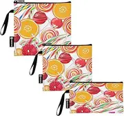 RPLIFE Vibrant Candies Colorful Reusable Snack Sandwich Bags Washable Food Storage Bags with Zipper for Kids Students Adults (Set of 3: S/M/L)