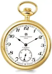 Charles Hubert IP-plated Stainless Open Face Pocket Watch