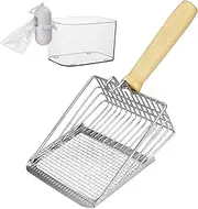 Cat Litter Scoop with Litter Scoop, Stainless Steel Litter Scoop Cat Poop Scooper Metal Cat Litter Scoop, Large Scoop Shovel Cat Scooper for Litter Box (Silver)