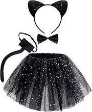 Child Animals Costume Set with Tutu, Headband Collar and Tail, Cosplay Accessory Kit for Girls