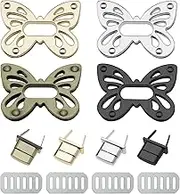 EMSea 4PCS Handbag Clasps Clutch Bag Closures Purse Buckle Butterfly Shape Metal Turn Lock Clasp Hardware for DIY Making Crossbody Women Bag 4 Assorted Colors