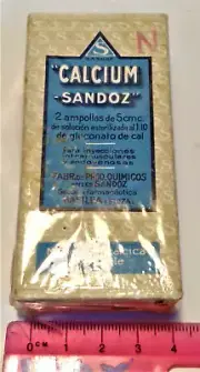 CALCIUM NEW BOX AMPOULEs vintage 28-9-1929 museum SANDOZ LAB A Hofmann NOS